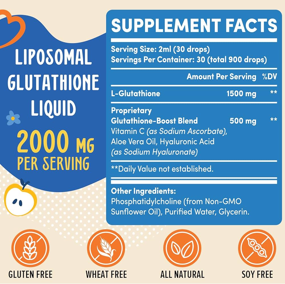 Prunicis Liquid Liposomal Glutathione + Vitamin C, Hyaluronic Acid and Aloe Vera, 60ml