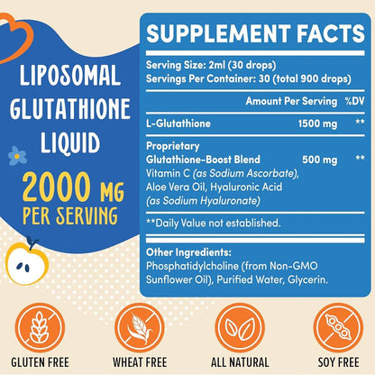 Prunicis Liquid Liposomal Glutathione + Vitamin C, Hyaluronic Acid and Aloe Vera, 60ml