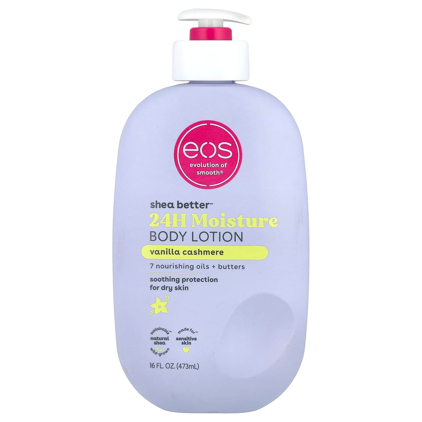 Eos Shea Better, Lotion hydratante 24h pour le corps, Vanille et cachemire, 473 ml