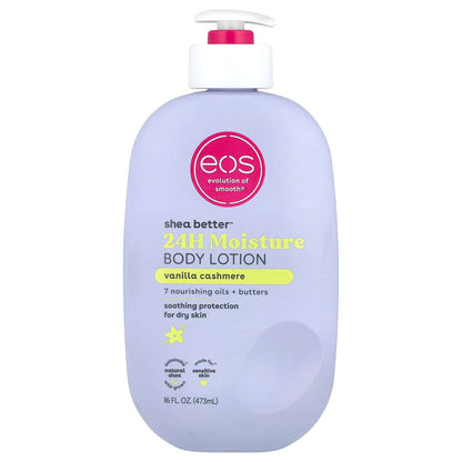 Eos Shea Better, Lotion hydratante 24h pour le corps, Vanille et cachemire, 473 ml