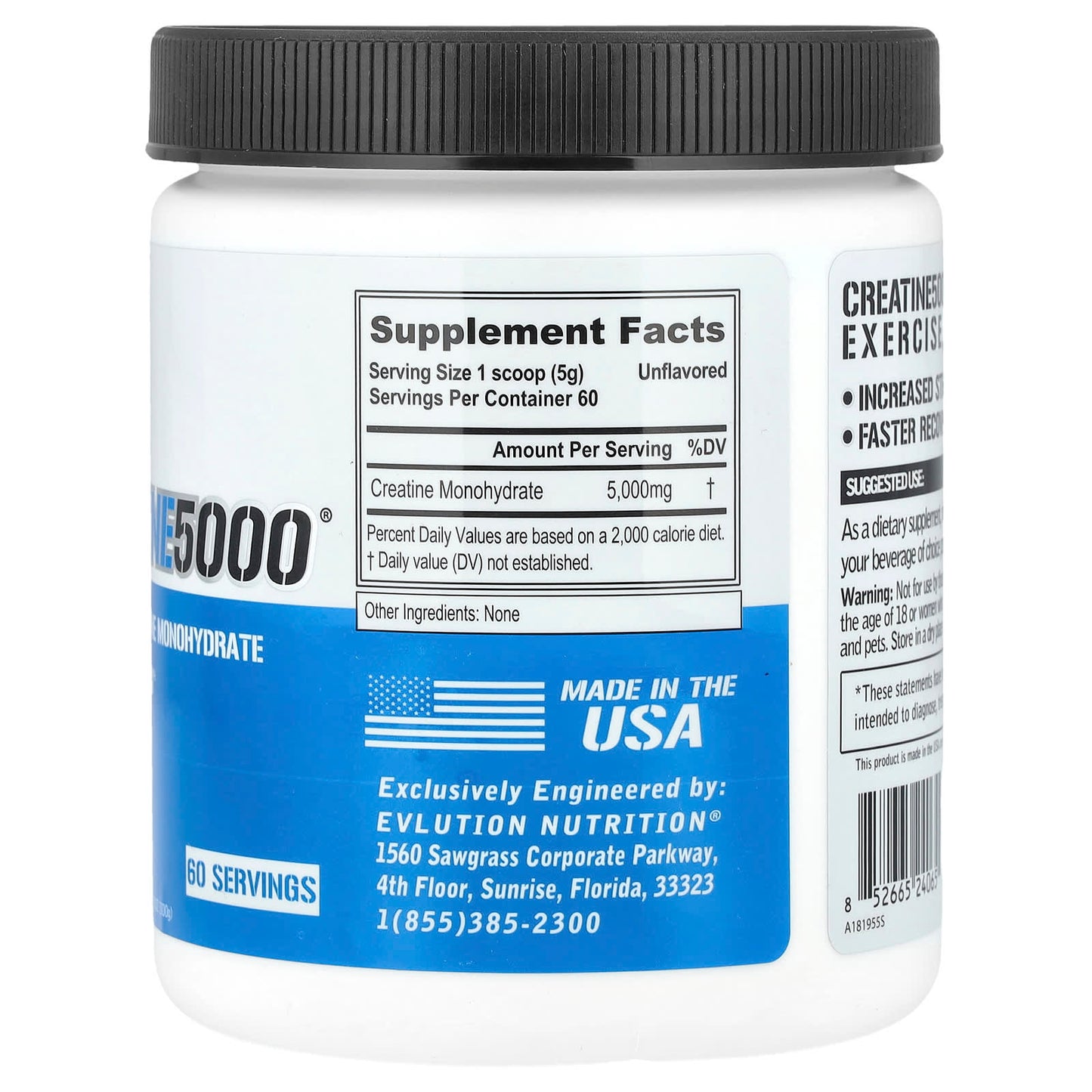 Evlution Nutrition, Creatine 5000 poudre, 300 grammes, 60 portions