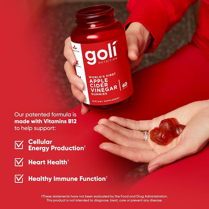 Goli Vinaigre de cidre gummies - enrichies en vitamine B12, betterave et grenade - 60 gummies