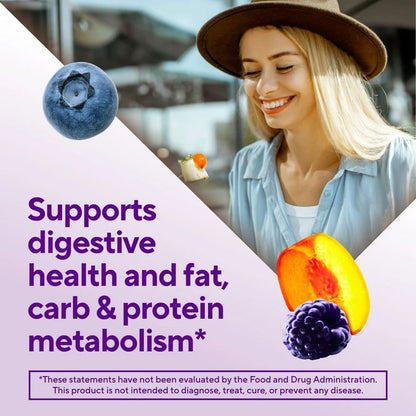 Vitafusion Vitamines FiberWell Fit, fibres Sans sucre, à la pêche, à la framboise et aux baies, 90 gummies