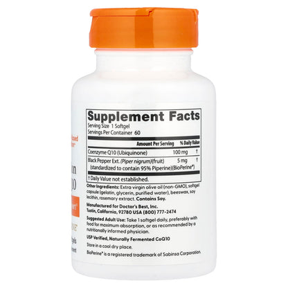 Doctor's Best, High Absorption CoQ10 with BioPerine, 60 Softgels