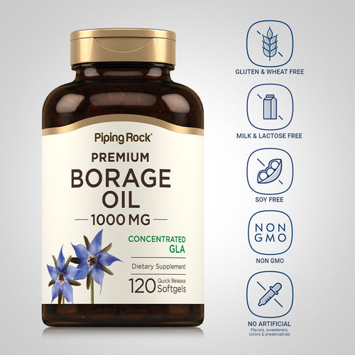 PipingRock Borage Oil, 1000mg, 100 Softgels