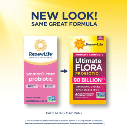RenewLife Ultimate Flora Women's Complete Probiotics | Probiotiques pour femmes | 90 Billion, 60 gélules à libération prolongée