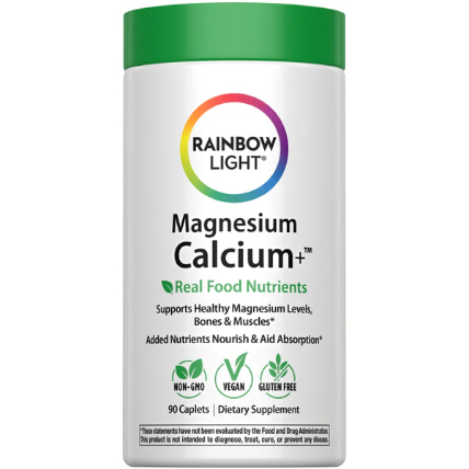 Rainbow Light, Magnesium Calcium + Real Food Nutrients, 90 tablets