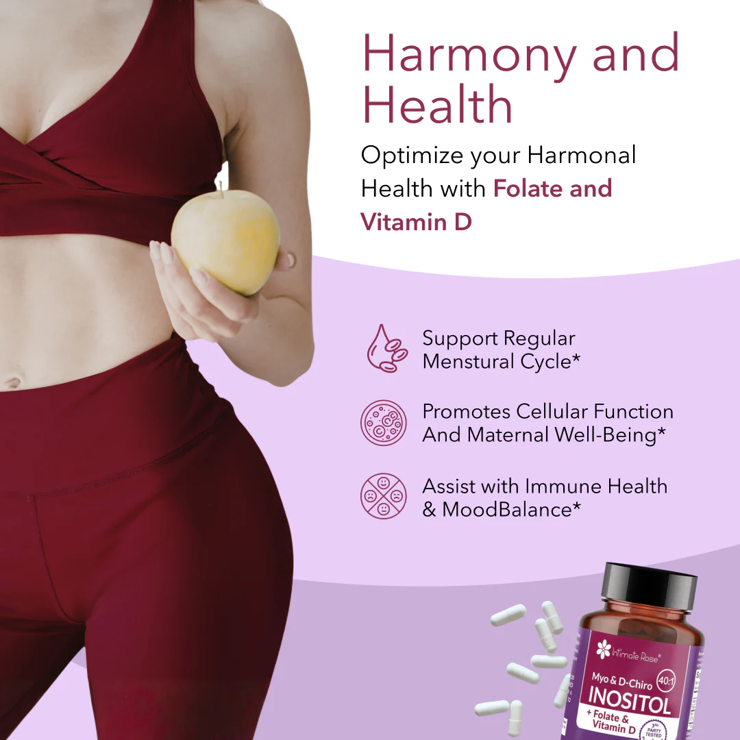 Intimate Rose Myo-Inositol & D-Chiro Inositol 40:1 + Folate & Vitamin D, 120 gélules