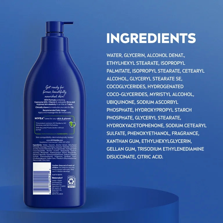 Nivea Moisturizing and Firming Body Lotion for dry skin, enriched with Coenzyme Q10 and Vitamin C, 500 ml