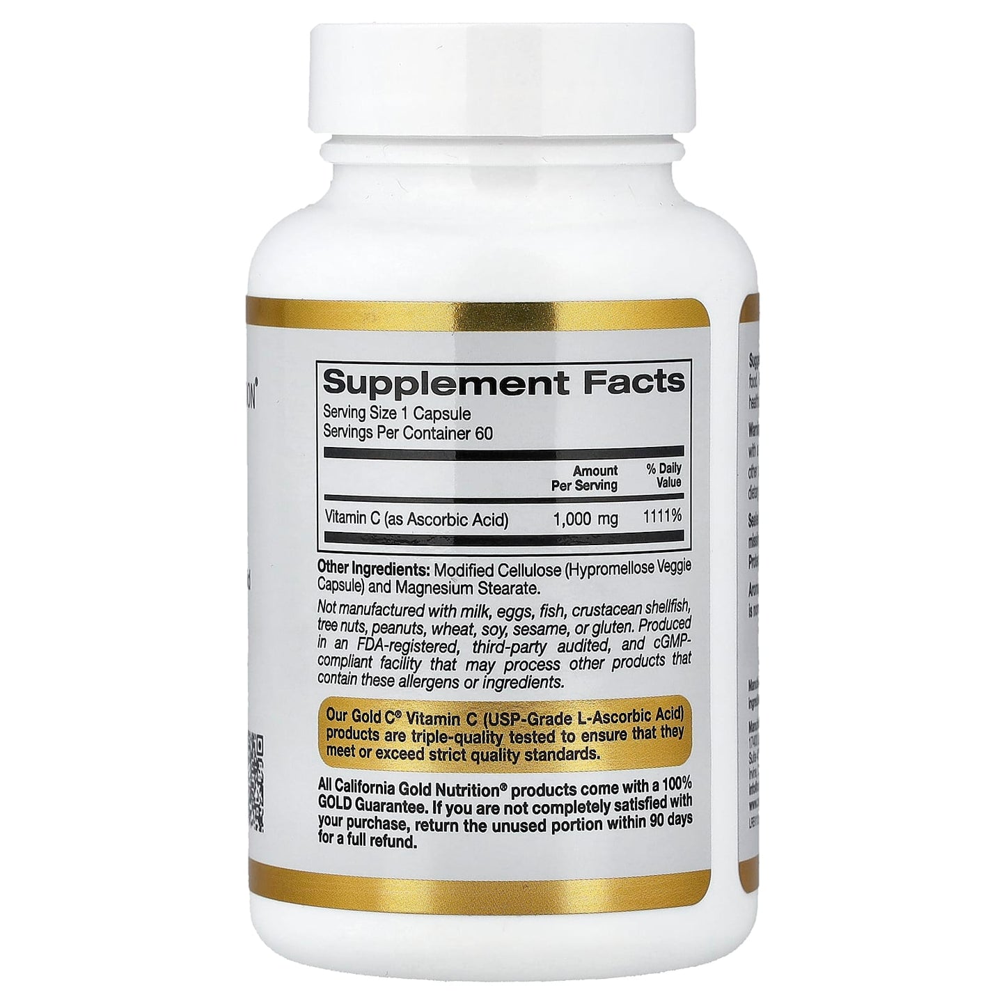California Gold Nutrition, Gold C®, vitamine C de qualité USP, 1 000 mg, 60 gélules