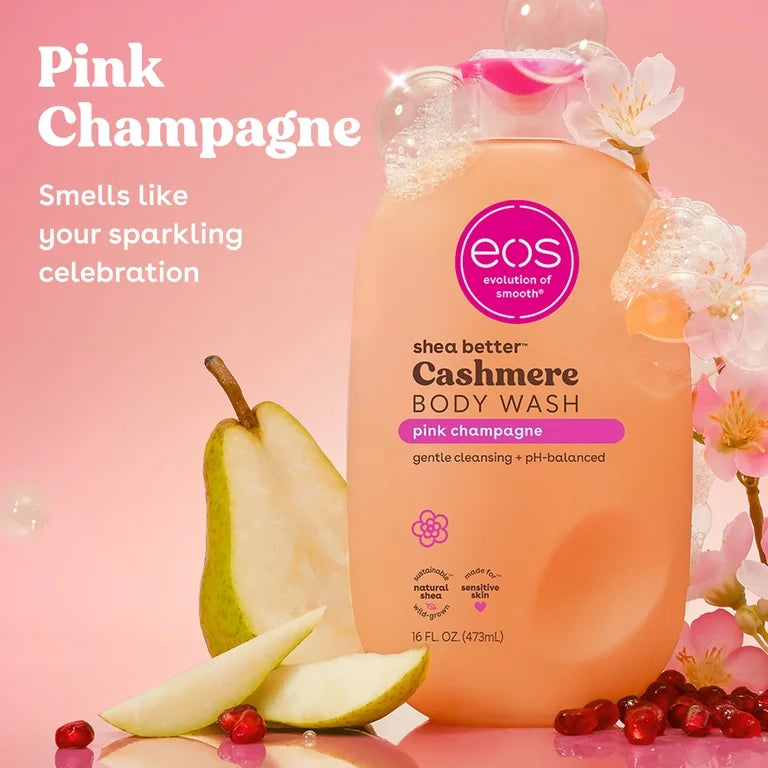 Eos Shea Better, Gel douche au cachemire, Champagne rose, 473 ml