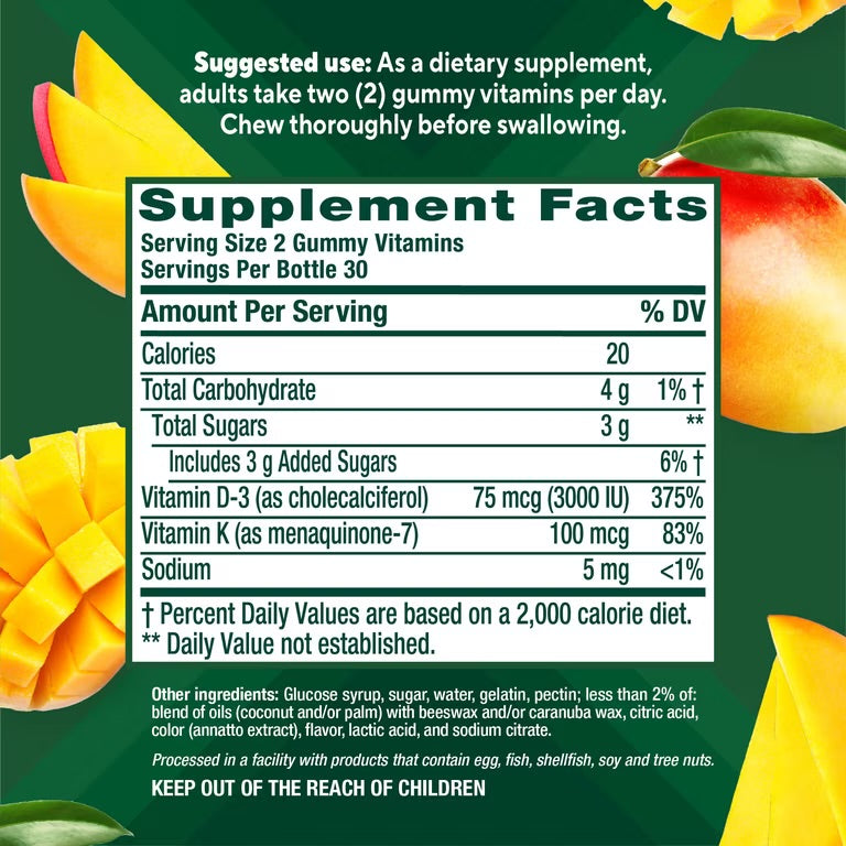 Vitafusion Power Plus Vitamine D3 + K2 gummies, 60 unités