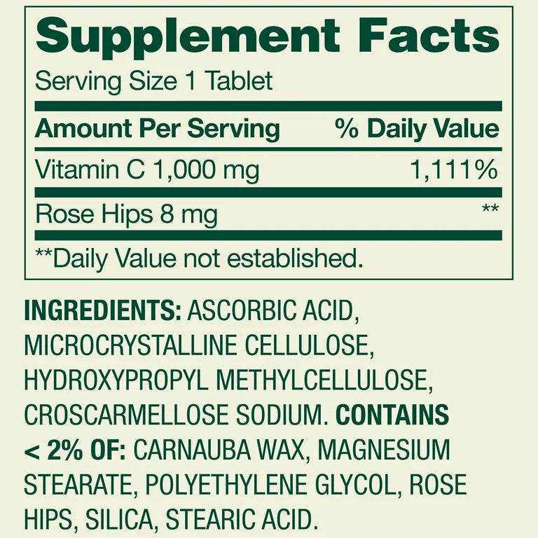 Spring Valley Vitamine C 1.000mg avec huile de rose musquée, 100 comprimés