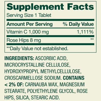 Spring Valley Vitamine C 1.000mg avec huile de rose musquée, 100 comprimés