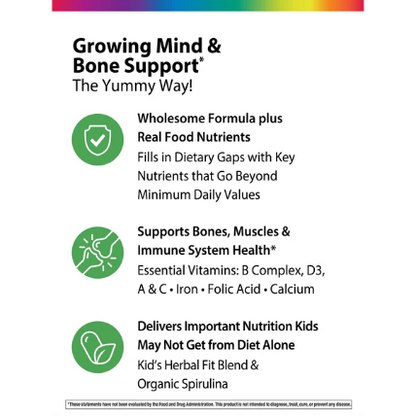 Natural Vitality Kid’s One Multivitamines + Probiotiques et, Nutriments naturels, goût punch aux fruits, 120 comprimés à mâcher