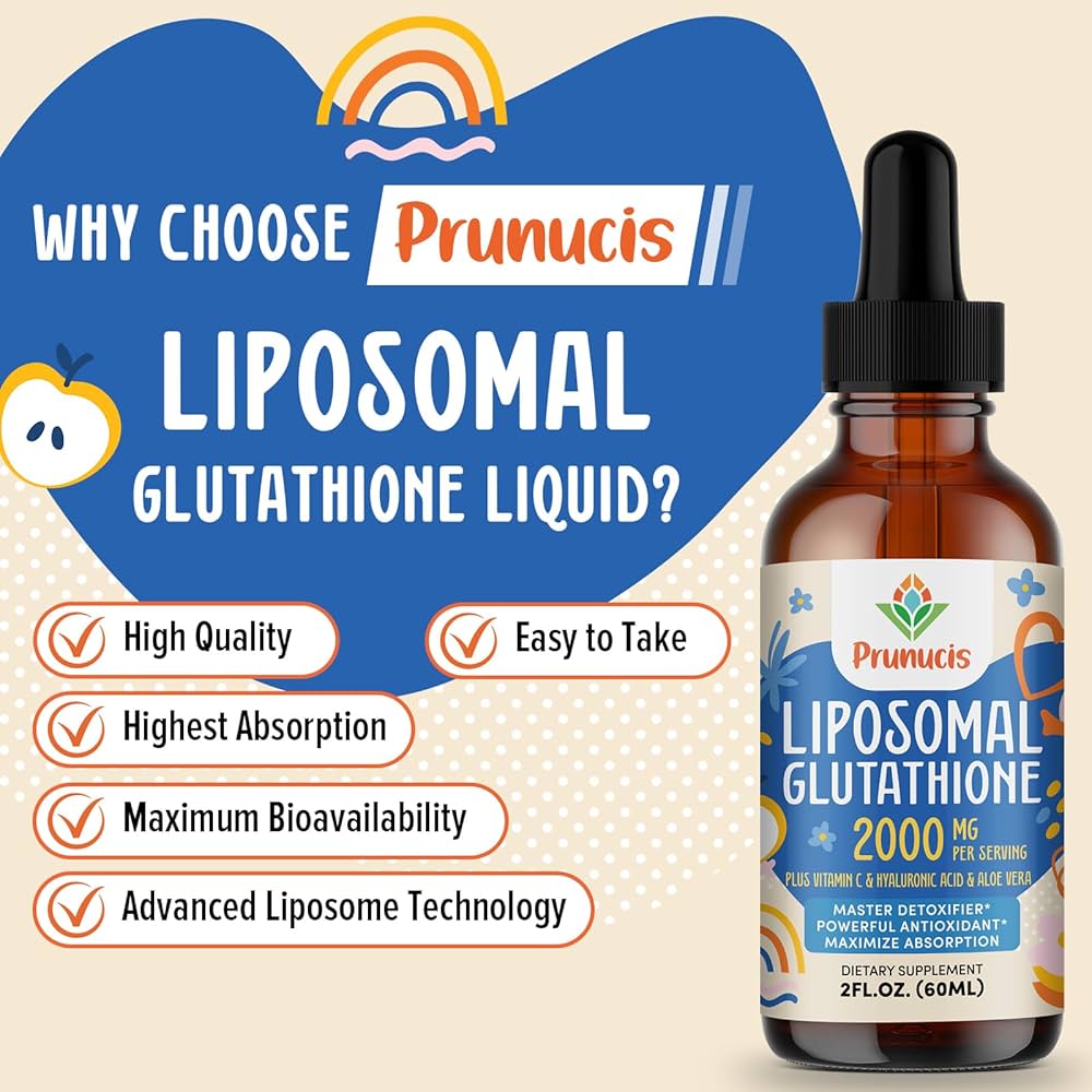 Prunicis Liquid Liposomal Glutathione + Vitamin C, Hyaluronic Acid and Aloe Vera, 60ml