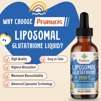 Prunicis Liquid Liposomal Glutathione + Vitamin C, Hyaluronic Acid and Aloe Vera, 60ml