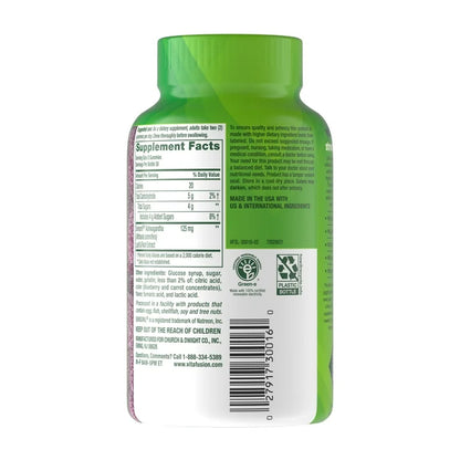 Vitafusion à l'ashwagandha pour le soutien du stress, 125 mg, saveur myrtille, 60 gummies