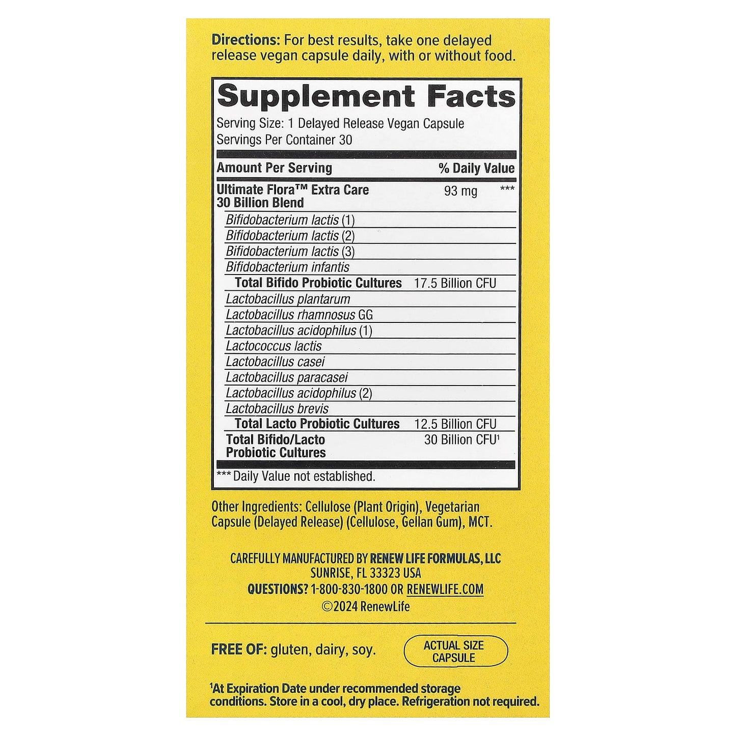 Renew Life Extra Care Ultimate Flora™ Probiotic | Probiotics, 30 Billion CFU, 30 delayed-release capsules