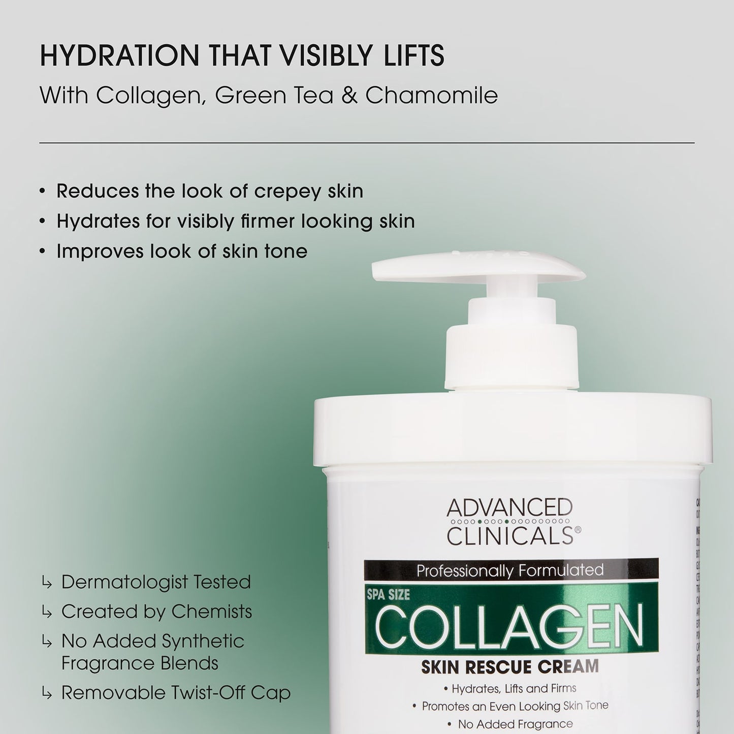 Advanced Clinicals Collagen, Skin Rescue Cream, 454g