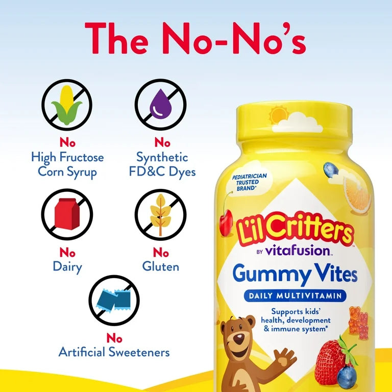 L'il Critters Gummy Vites, gummy multivitamins for children aged 2 and up, fruity flavors, 70 gummies