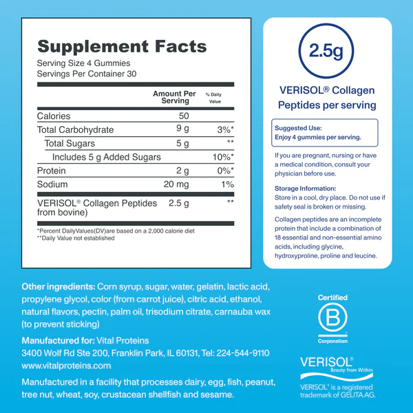 Vital Proteins Collagène Gummies, Raspberry, 120 Gummies