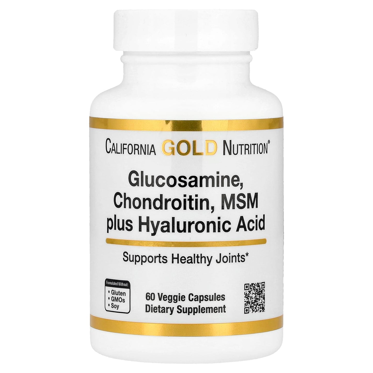 California Gold Nutrition Glucosamine, Chondroitine, MSM plus Acide Hyaluronique, 60 gélules