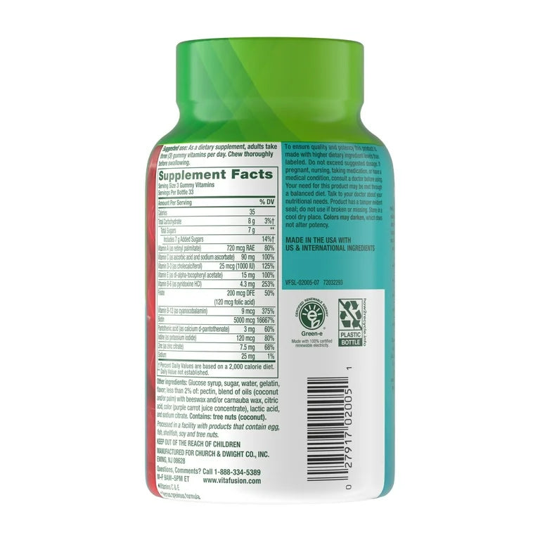Vitafusion Hair Skin Nails gummies | vitamines pour cheveux, peau et ongles, avec biotine et antioxydants, 100 gummies