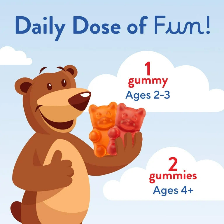 L’il Critters Immune C Multivitamines gummies pour enfants | avec vitamine C, D et le zinc, saveurs orange, citron et cerise, 60 gummies