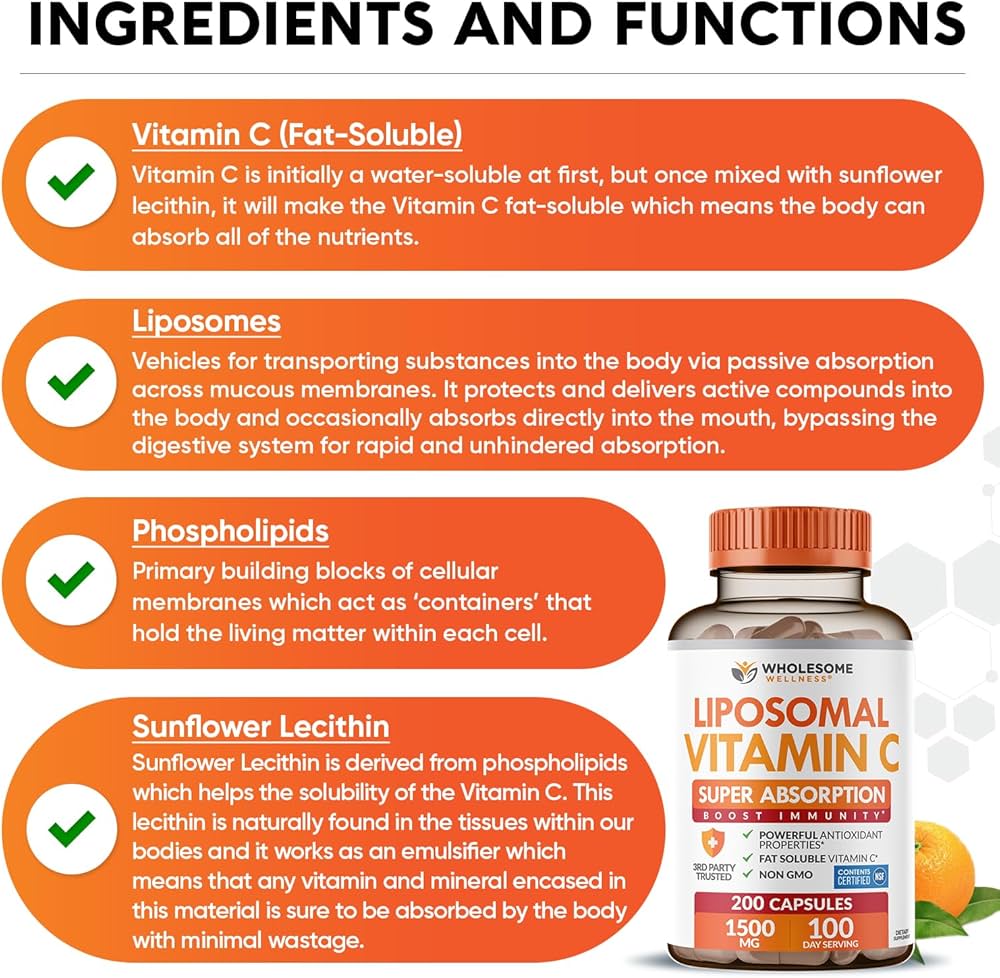 Wholesome Wellness Vitamine C Liposomale, 1500mg, 200 gélules