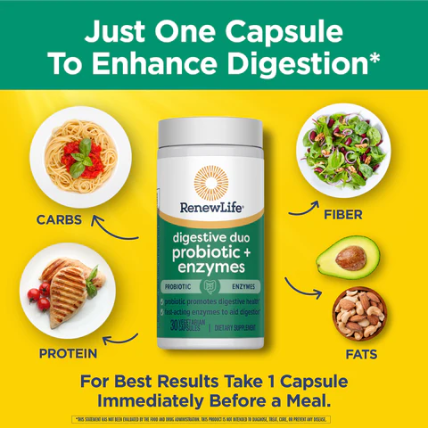 Renew Life Digestive Duo Ultimate Flora + Enzymes
30 gélules
