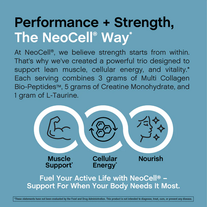 NeoCell Creatine + Multi Collagen | 10 types of collagen | 5g Creatine, 3g Collagen & 1g L-Taurine | 285 grams