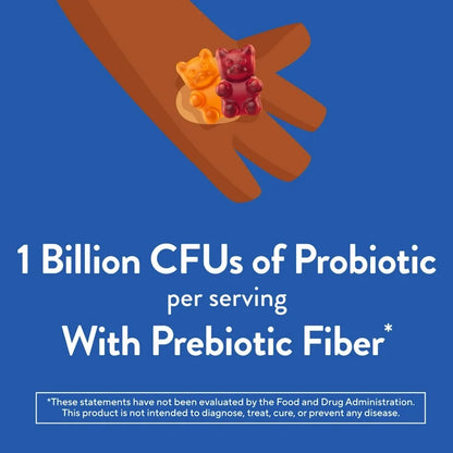 L'il Critters Probiotic with Prebiotic Fiber, Cherry, Orange & Grape Flavors, 1 Billion CFU, 60 Gummies