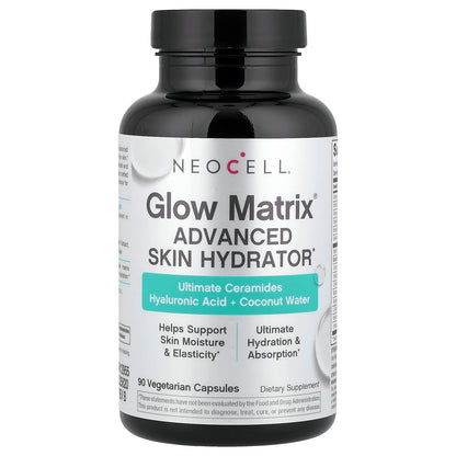 Neocell Glow Matrix Advanced Skin Hydrator | With Hyaluronic Acid, Ceramides, Coconut Water & Antioxidants | 90 capsules