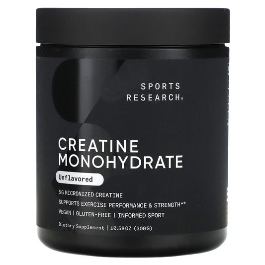 Sports Research
Créatine Monohydrate, sans saveur, 300 grammes