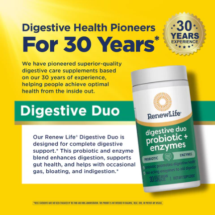 Renew Life Digestive Duo Ultimate Flora + Enzymes
30 gélules