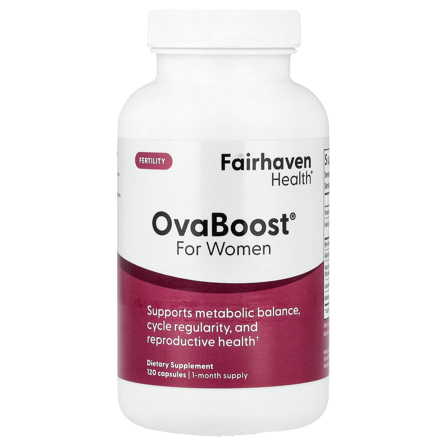 FairHaven Health Ovaboost Fertility Supplement for Women | Myo-inositol, Folic Acid | Prenatal Vitamin for Natural Fertility | 120 Capsules
