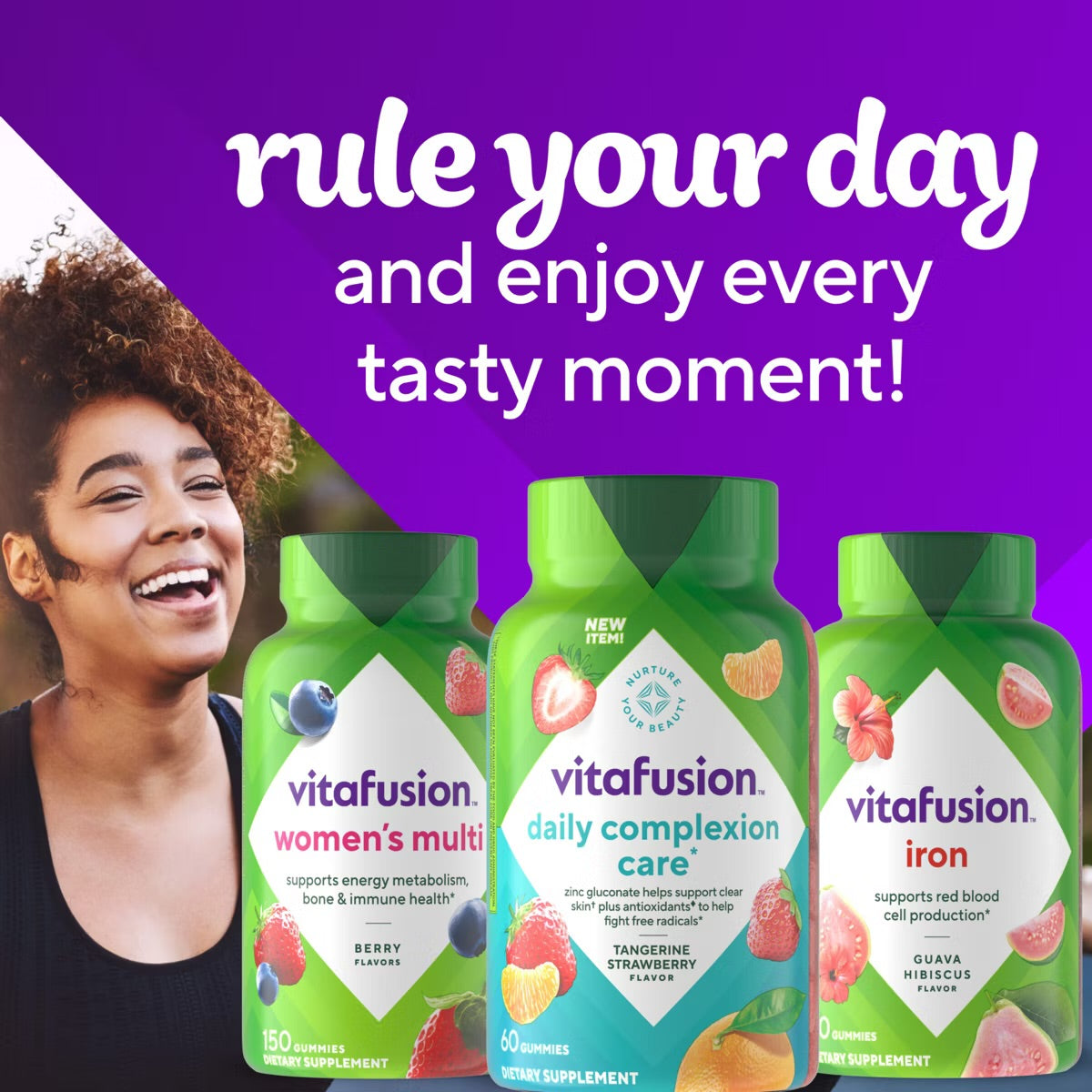 Vitafusion soin quotidien pour le teint|zinc, vitamines C & E, 60 gummies