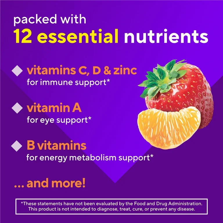 Vitafusion Multi+ Immune Support | 2-in-1 benefits and flavors | Adult Gummy Vitamins with Vitamin C, Zinc, Multivitamins, 90 Gummies