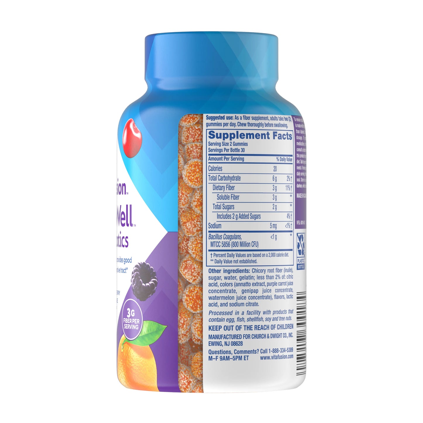 Vitafusion Fiber Well + Probiotic | Probiotics and Fiber, 60 Gummies