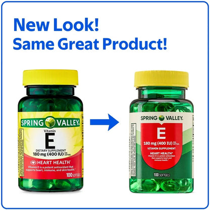 Spring Valley Vitamine E, 180 mg, 100 gélules