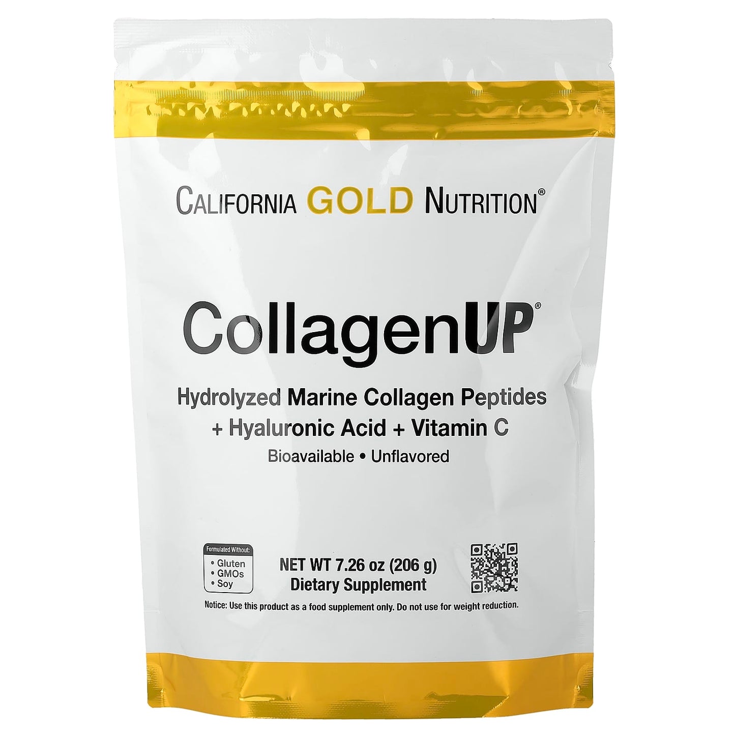 CollagenUP, Hydrolyzed Marine Collagen Peptides with Hyaluronic Acid and Vitamin C, Unflavored, 206 g