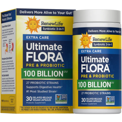 Renew Life Ultimate Flora Extra Care Probiotique 100 billion
30 gélules à libération prolongée