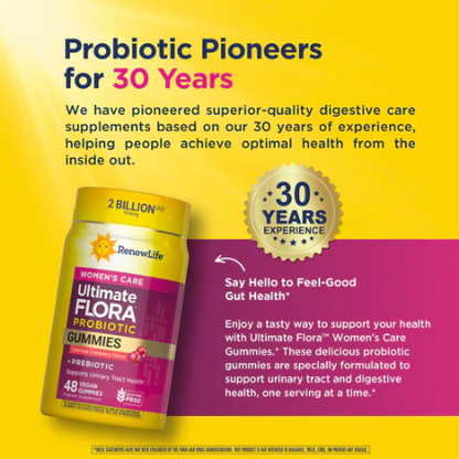 Renew Life Ultimate Flora Women's Care Probiotics + Prebiotics & Cranberry Gummies, 48 gummies