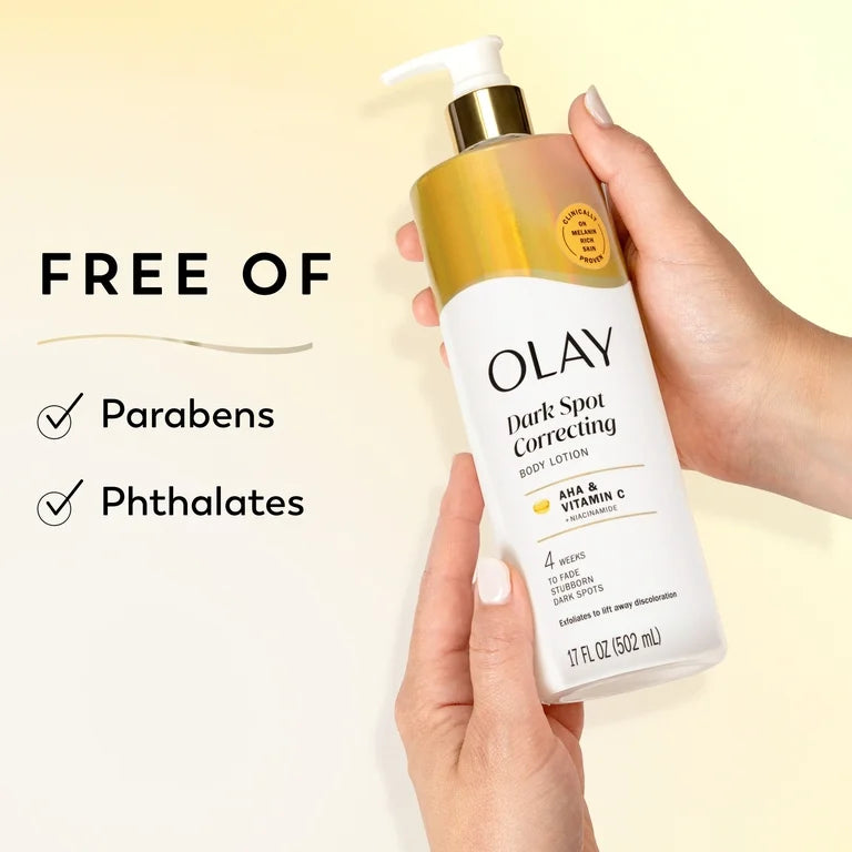 Olay Dark Spot Correcting Body Lotion with AHA, Vitamin C, and Niacinamide, 500ml, Exfoliating Body Lotion