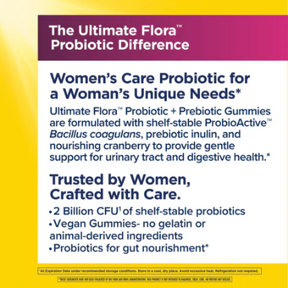 Renew Life Ultimate Flora Women's Care Probiotics + Prebiotics & Cranberry Gummies, 48 gummies