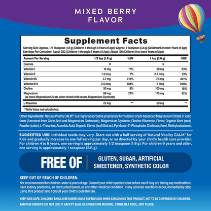 Natural Vitality CALM Kids Magnesium en poudre, goût baies, 16 oz (170 grammes)