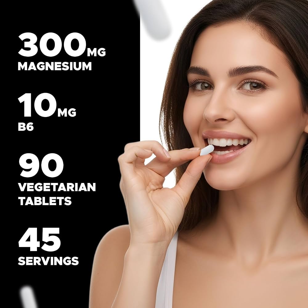 Vitabod Magnésium Glycinate + Vitamine B6|300mg de magnésium élémental, 90 gélules