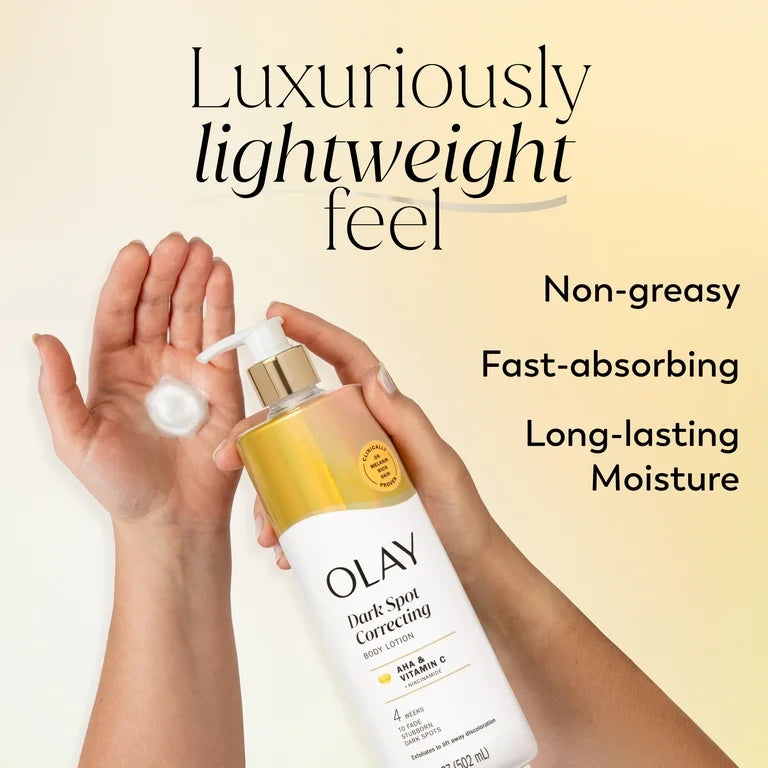 Olay Dark Spot Correcting Body Lotion with AHA, Vitamin C, and Niacinamide, 500ml, Exfoliating Body Lotion