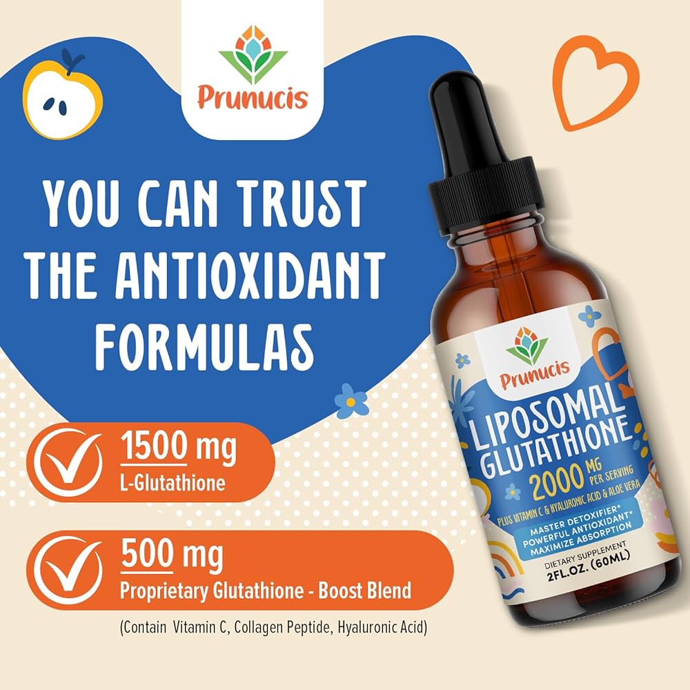 Prunicis Liquid Liposomal Glutathione + Vitamin C, Hyaluronic Acid and Aloe Vera, 60ml